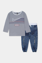 Imported China Fabric Nike Style With Gripper Pant in Grey Color For Kids